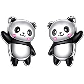 925 Sterling Silver Animal Stud Earrings for Women Girls Panda/Narwhal/Airplane/Piggy/Frog/Dinosaur/Bunny/Dolphin Earrings Jewelry Birthday Christmas Pet Fans Gifts