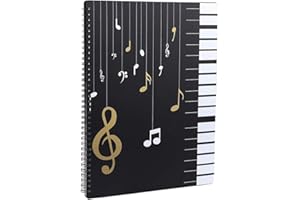 60 Pockets Music File Folder RUIFUNETEK A4 Spiral Binder Sheet&Music Folder, Music Themed Presentation Book with Clear Sheet 