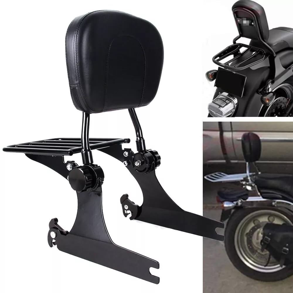 Photo 1 of Detachable Backrest Sissy Bar + Luggage Rack For Harley Dyna Street Bob Super Glide Low Rider 2006-up black