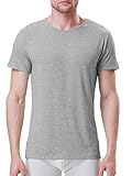 David Archy Men's 3 Pack Bamboo Fiber Crewneck Tees(L,Heather Gray)