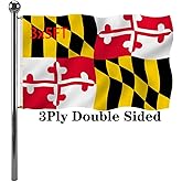 Jayus Double Sided Maryland Sates Flags 3x5 FT Outdoor - Vivid Colors 3Ply MD Maryland Flags Banners- Heavy Duty 100% Polyester with 2 Brass Grommets