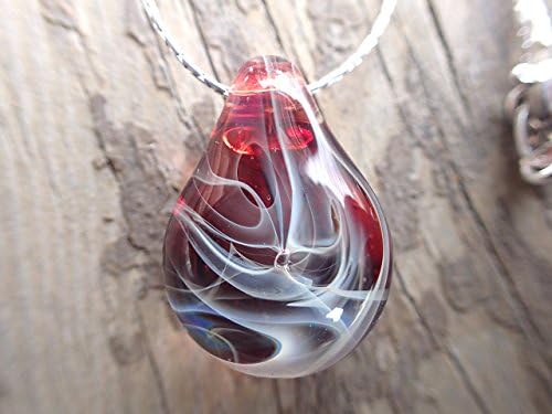 Small handmade borosilicate silver fumed glass pendant ,space glass, glass jewelry Aurora glass top, garnet red Jewerly (A22)