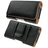 Kingsource iPhone 8 iPhone 7 iPhone 6S iPhone 6 Black Leather Pouch Holster Case with Metal Belt Clip Fits with Otterbox case/Lifeproof Waterproof Case/Battery Case On