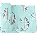 LifeTree Soft Muslin Swaddle Blankets, Large 47 x 47 inches Baby Muslin Blankets Unisex for Boys & Girls, Bamboo Cotton Breathable Soft Swaddling Wrap Whale Print