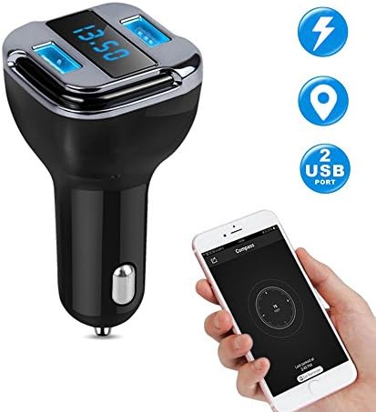 Car Charger Tracker, Colisivan 4.2A Dual USB Quick Charge Smart Car Charger with Vehicle GPS Locator Real Time Tracking for iPhone, iPad, Galaxy S8, LG, Nexus &amp; More (Black)
