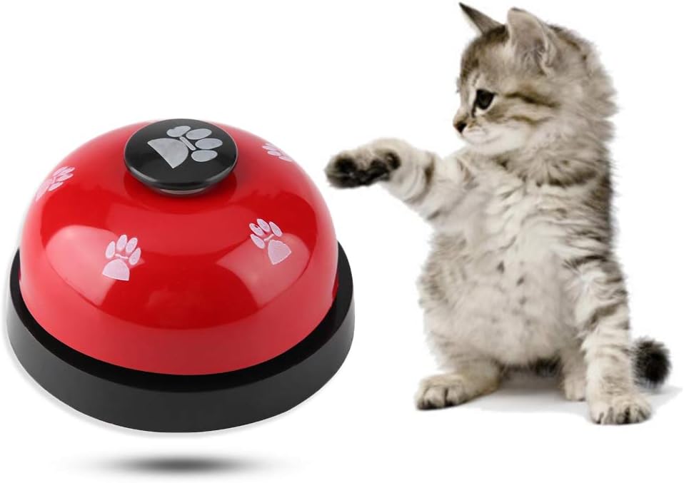Smandy Dog Door Bell and Press Bell Pet Training Press Bell Iron Sturdy Pet Bell Desk Bell Call Bell for Dog Toilet Training Bell Interaction Bell (Red)