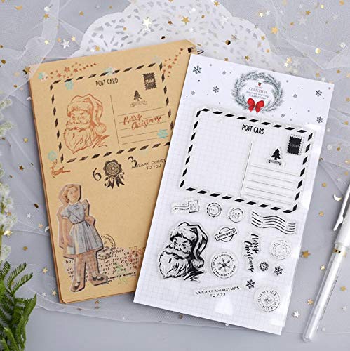 Welcome to Joyful Home 4pcs/Set Merry Christmas and Happy New Year Rubber Clear Stamp for Card Making Decoration and Scrapbooking