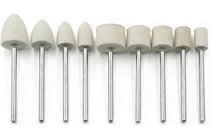 JUNLIXN 90mm Extended Shank Felt Polishing Bits, Extra Long 1/4'' Shank Compressed Wool Flet Polishing Kits for Rotary Tools, Drill (Pack of 9)