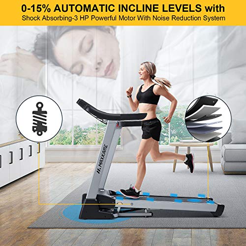MaxKare Treadmill with 15 Auto Incline,3HP Folding Electric Treadmill