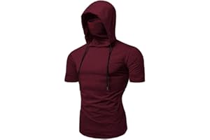 SSDXY Mens Face_Cover Button Sports Sleeveless/Short/Long Sleeve Vest Hooded Splice Large Open-Forked Male Tank Tops Shirt Blouse