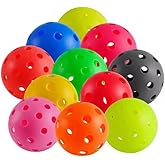 Pickleball Balls,pickleballs,12 Pack Outdoor Pickleball Balls,Bright Multi Colors 40 Hole Durable Plastic picklebaal Game,Training & Tournament Play.
