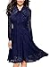 MissMay Women's Vintage Elegant Long Sleeve Lace Overlay Cocktail Swing Dress