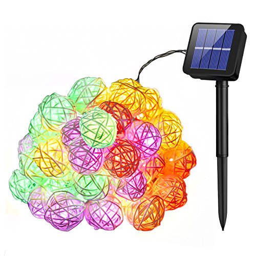 Mpow Solar String Lights, 21ft 30 LEDs Waterproof Outdoor String Lights, Christmas Decorative String Lights for Patio, Garden, Gate, Yard, Party, Wedding, Christmas (Multi Colored)