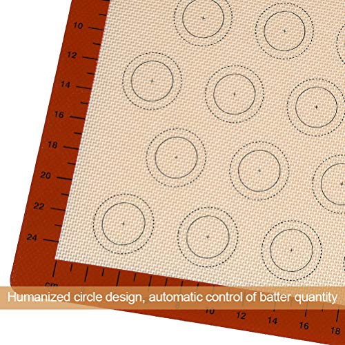 OFNMY Silicone Baking Mat with Measurements - Set of 3 100% Non Stick Baking Mats, Pastry Mat & Macaroon Silicone Mat - 2 Half Sheet Liners and 1 Quarter Sheet Silicone Mat for Baking Pan, Dough Rolli