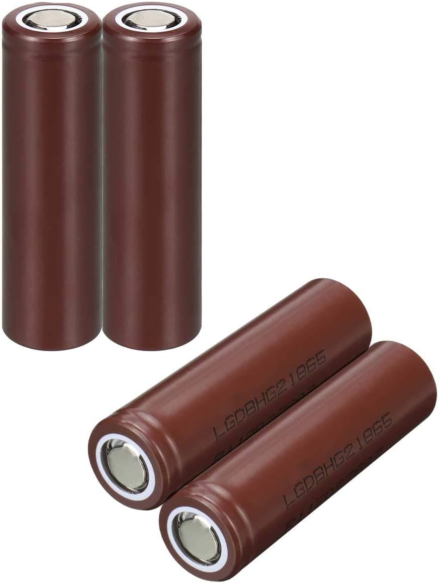 WolfonFire 4pcs HG2 3000mAh 3.7v 20A Rechargeable Flat Top Battery for Flashlight