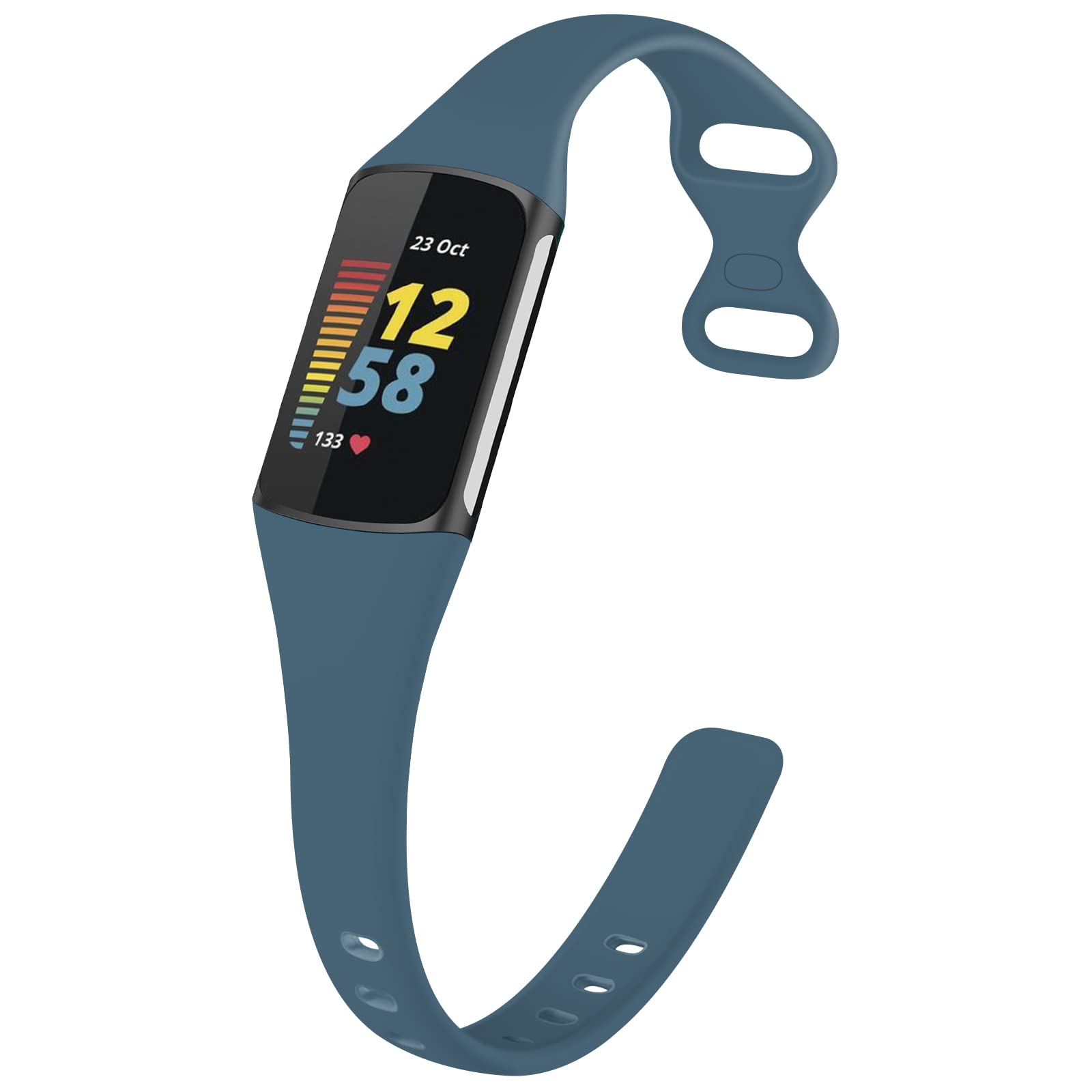 TopPerfekt Slim Straps Compatible with Fitbit Charge 5 Strap Women Men, Adjustable Soft Silicone Sport Replacement Watch Band Straps Wristbands Bracelet for Charge 5 Activity Tracker (Steel blue)