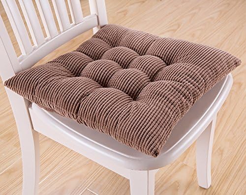 Thicken Breathable and Soft Square Corduroy Cushion with Ties Kitchen Non Slip Dinning Chair Pad Office Seat Cushion…