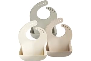 PandaEar Silicone Baby Bib for Girls Boys| Adjustable Waterproof Eating Bibs| BPA Free Soft Durable Silicone Bibs for Babies & Toddlers with Large Pocket Food Catcher