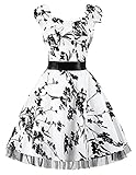 Threeseasons Women's Cap Sleeves Floral 1950s Vintage Dresses With Belt