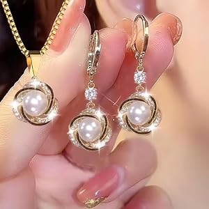 3-Piece Necklace And Earring Set Sparkling With Luxurious Elegance, Wedding Necklace Earrings Set for Brides Bridesmaids Birt
