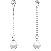 POPLYKE Sterling Silver Real Freshwater Cultured Pearl Stud Earrings for Women Pearl/Starfish Earrings Wedding Bridesmaids Anniversary