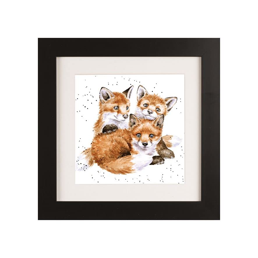Wrendale Designs Framed Greeting Card Snug As A Cub Fox Picture (Black)