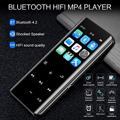 Jannyshop 16G MP4 Player with Bluetooth 4.2 FM Touch Screen HiFi MP3 TF Card Recorder Pen Radio Audio Adapter