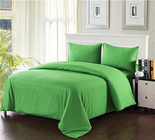 Tache 4 Piece Cotton Solid Lime Green Comforter Set with Zipper, California King
