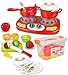 FUNERICA 20 Piece Mini Kitchen Stove Top - with Lights and Sound Effects | Adorable Cuttable Play Fruits | Toy Pots and Pans & utensils | Mini Kitchen for Little Kids
