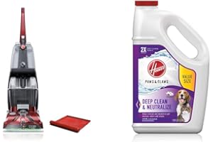 Hoover Power Scrub Deluxe Carpet Cleaner with Storage Mat, FH50150B and Hoover Paws & Claws Deep Cleaning Carpet Shampoo, Con