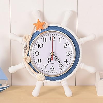 WINOMO Wheel Wall Clock Decoration Nautical Silent Wall Clock with Rope Decor Ticking (Random Color) 51133rDlX2L. SS400