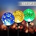 Solar Powered Crackle Glass Ball- 7 Color Changing Stake Lights- Set of 3- Weatherproof Design- Decorative Landscape Lamps- Wireless Outdoor LED Accent Lighting- Best Decor for Garden/Yard/Path (3)