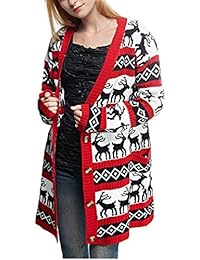 Womens Chaleco de punto con estampado navideño de renos