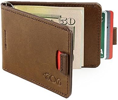 Ultra Slim Men's Genuine Leather Wallet with Stylish Pull Tab Design- Fits up to 12 Credit Cards and Money Clip- by AGOG
