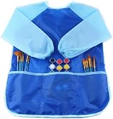 KIMMAX Kids Art Smock 3-7 Blue Waterproof Painting Apron Long Sleeves view 6