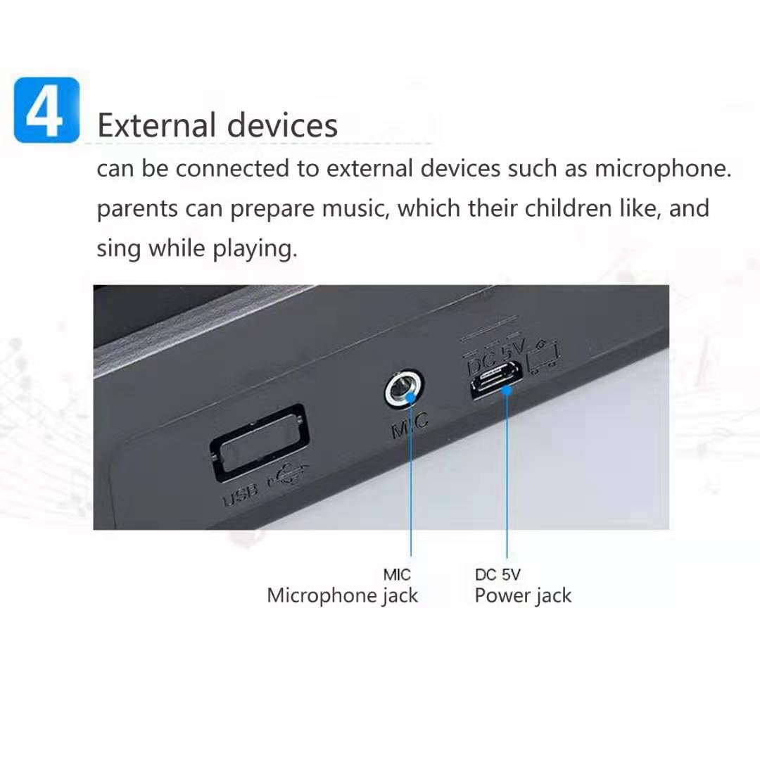 TianYaer Teclado Electrónico Piano 61 Teclas, Teclado de Piano Portátil con Micrófono Teclado portátil Regalo para Niño, Niña Principiantes