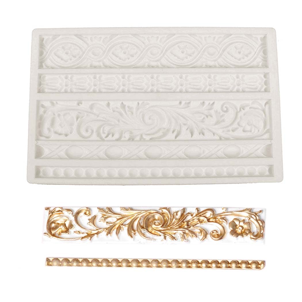 Aabellay Curlicues Scroll Mold Totem Leaf Silicone Fondant Cake Decorating Baroque Style for Sugarcraft Cake Border Decoration Cupcake Topper Jewelry Polymer Clay Crafting Projects –XK802