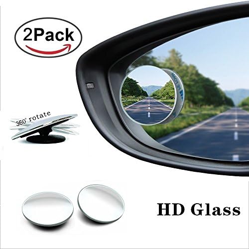 Car Blind Spot Mirror , 360° Adjustable Blind Spot Mirrors Frameless HD Glass Wide Angle Convex Rear View Mirror for Universal Vehicles - Pack of 2