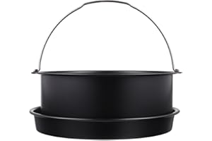 Zerodeko 7-inch Carbon Steel Air Fryer Basket and Pizza Pan Set, 2pcs Baking Cookware for 3.5-5.8qt Air