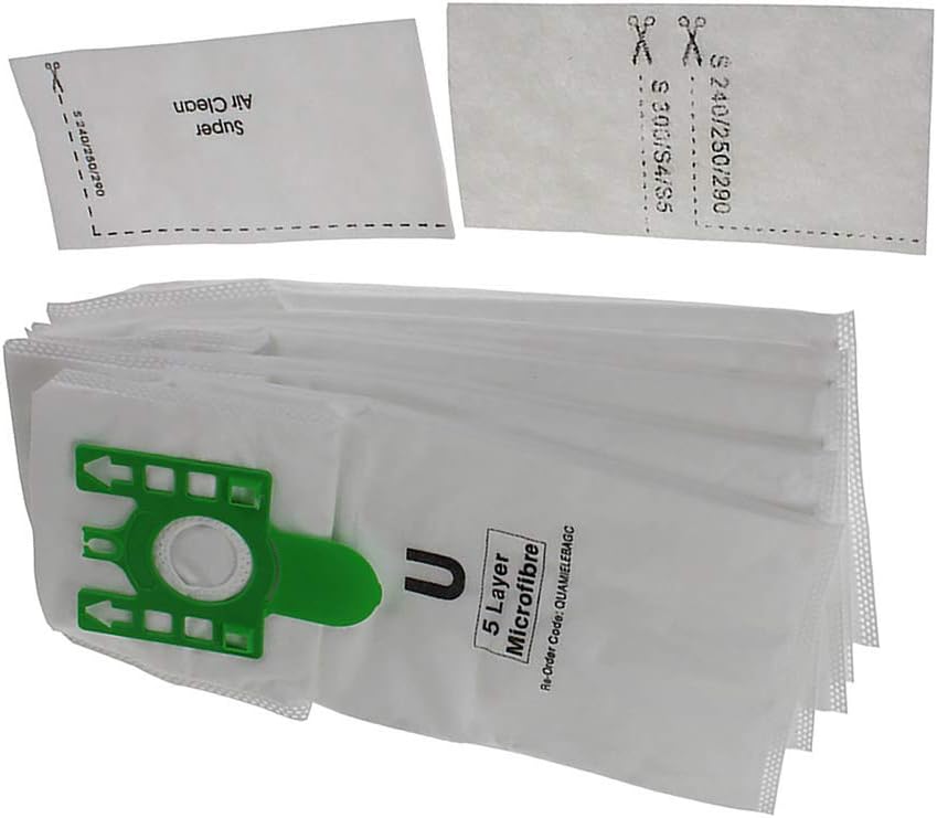 U Type Vacuum Cleaner Dust Bags compatible with Miele S7210, S7260, S7280, S7580, S7510, S7000
