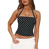 Women's Y2K Mesh Crop Halter Tank Top Sexy Backless Leopard Cheetah Print Cute Going Out Tops for Women Trendy