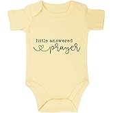Little Answered Prayer Infant Reveal Ideas Pregnancy Baby Announcement Bodysuit Girl And Boy 0-12M