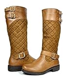 DREAM PAIRS INTRUDER Women's Winter Quilted Zipper Buckles Accent Riding Knee High Boots