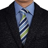 EAGA0152 Blue Green White Striped Microfiber Neck Ties Perfect Fabric Extra Long Tie By Epoint