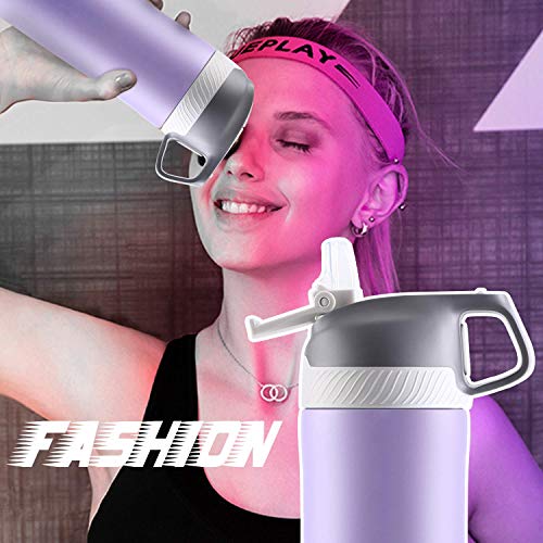 Fjbottle Insulated Stainless Steel Water Bottles with Straw Lid 20oz