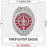 Firefighter Badge Lapel Pin Silver FF Fireman Fire Department Service - A 82