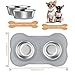 Pawaboo Pet Dog Cat Bowls, Premium Stainless Steel Pet Feeder with Food Grade Bone Shaped Rubber Base, 4.33 Inch Diameter Bowls for Pet Dog Cat Food or Water, Set of 2, Small Size, Gray
