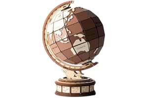 3D Wooden Puzzle for Adults, World Globe Wood Model Building Kits with 277 Pcs, Geographic Earth Globe Puzzle Crafts Hobbies 
