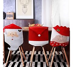 Tatuo 4 Pieces Christmas Chair Covers Decor Santa Claus Red Hat Snowflake Chair Xmas Cap Kitchen Dining Chair Slipcovers Sets For Christmas Holiday Festive Decorations White Snowflake Dining Chair Slipcovers Amazon Com Au