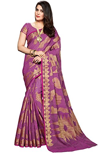 IndusDiva Women's Purple Raw Silk Saree